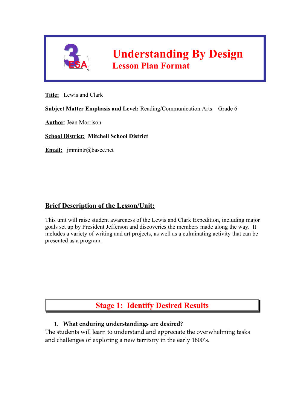 Understanding by Design s1