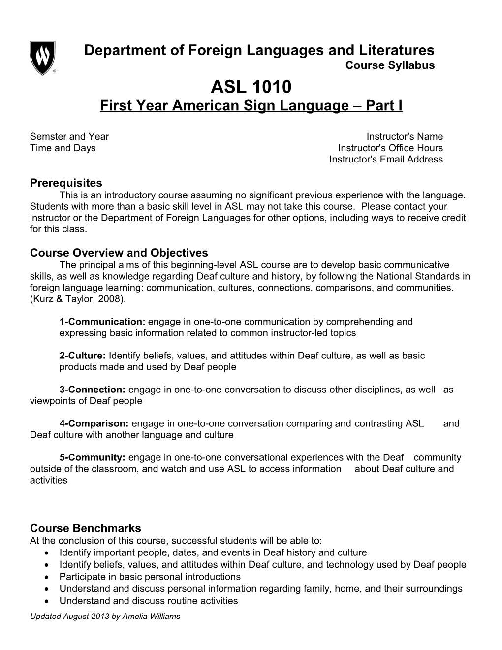 SPAN 1010 Concurrent Enrollment Benchmarks 2