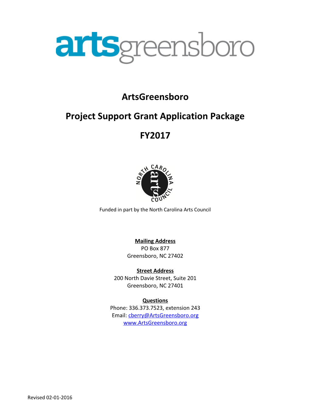 Project Support Grant Application Package