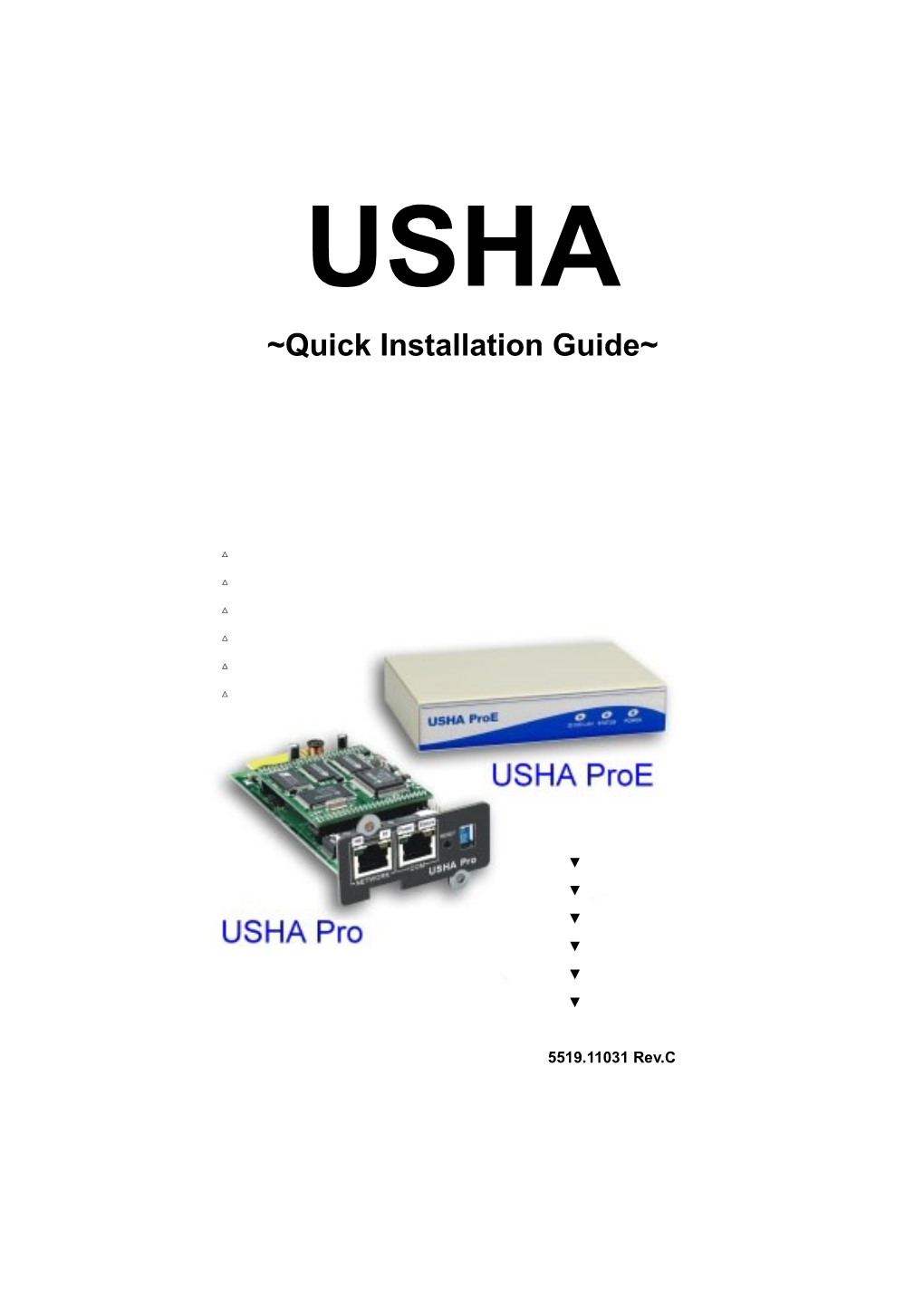 USHA Quick Installation Guide