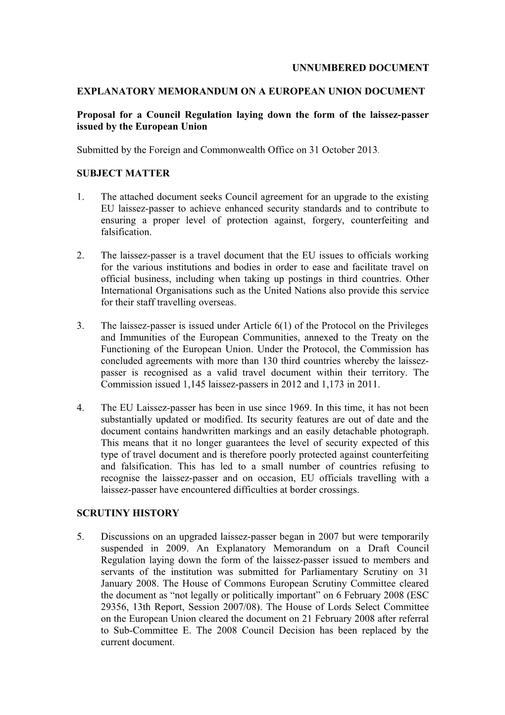 Explanatory Memorandum Template - FCO Amended - 040913 s1