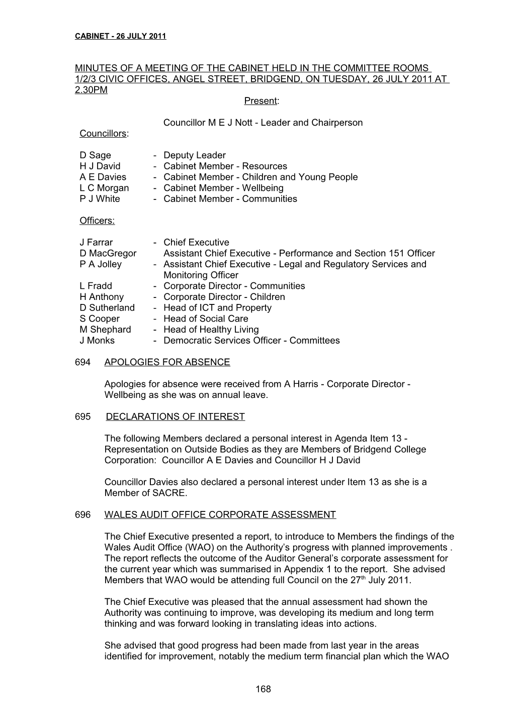 Minutes of a Meeting of Cabinet Held in Committee Room 1/2/3, Civic Offices, Angel Street