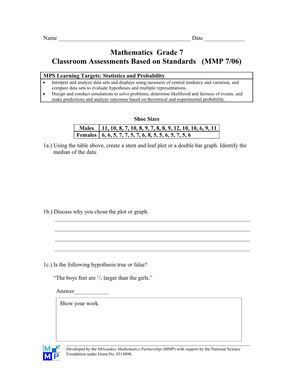 Grade 7 Statistics and Probability Page 1