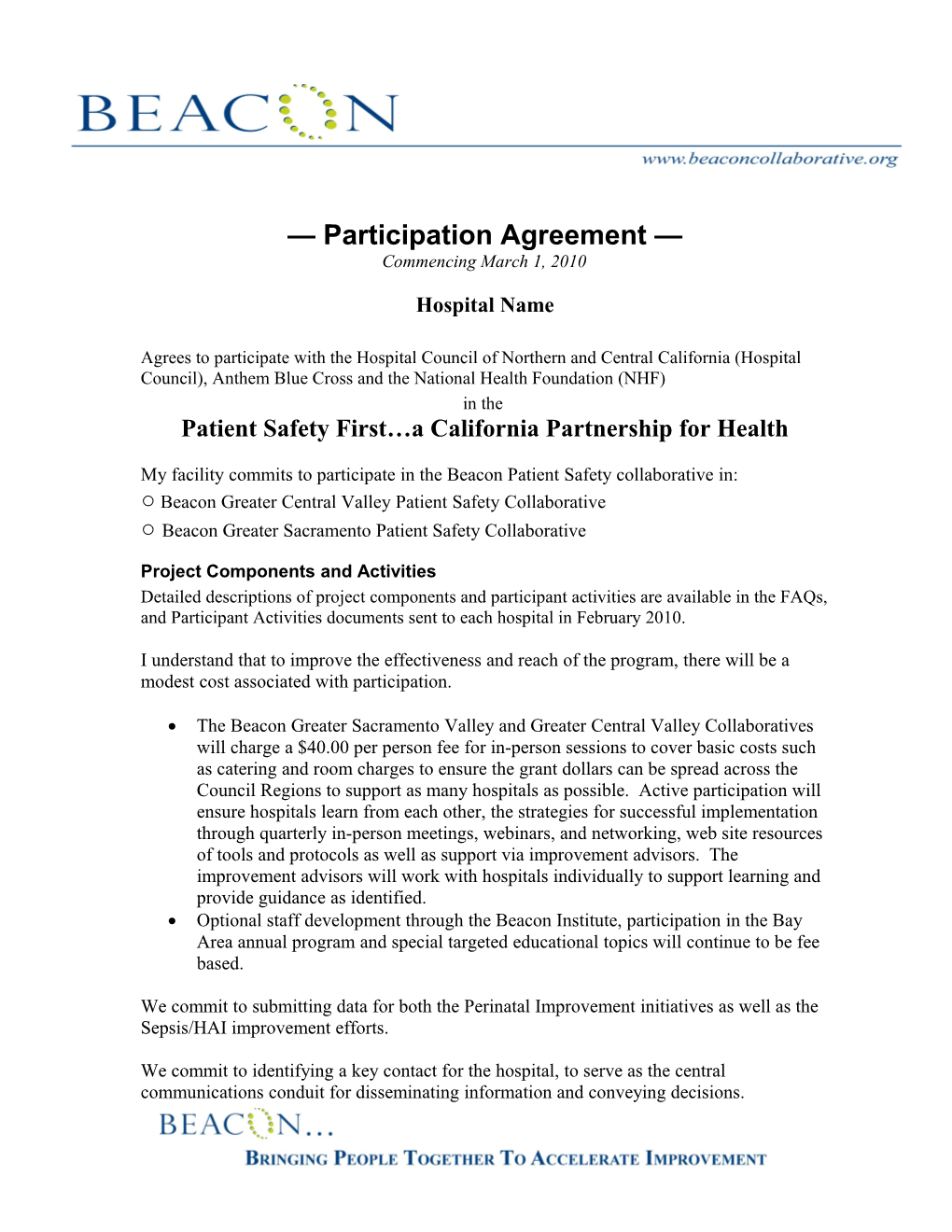 Patient Safety First a California Partnership for Health
