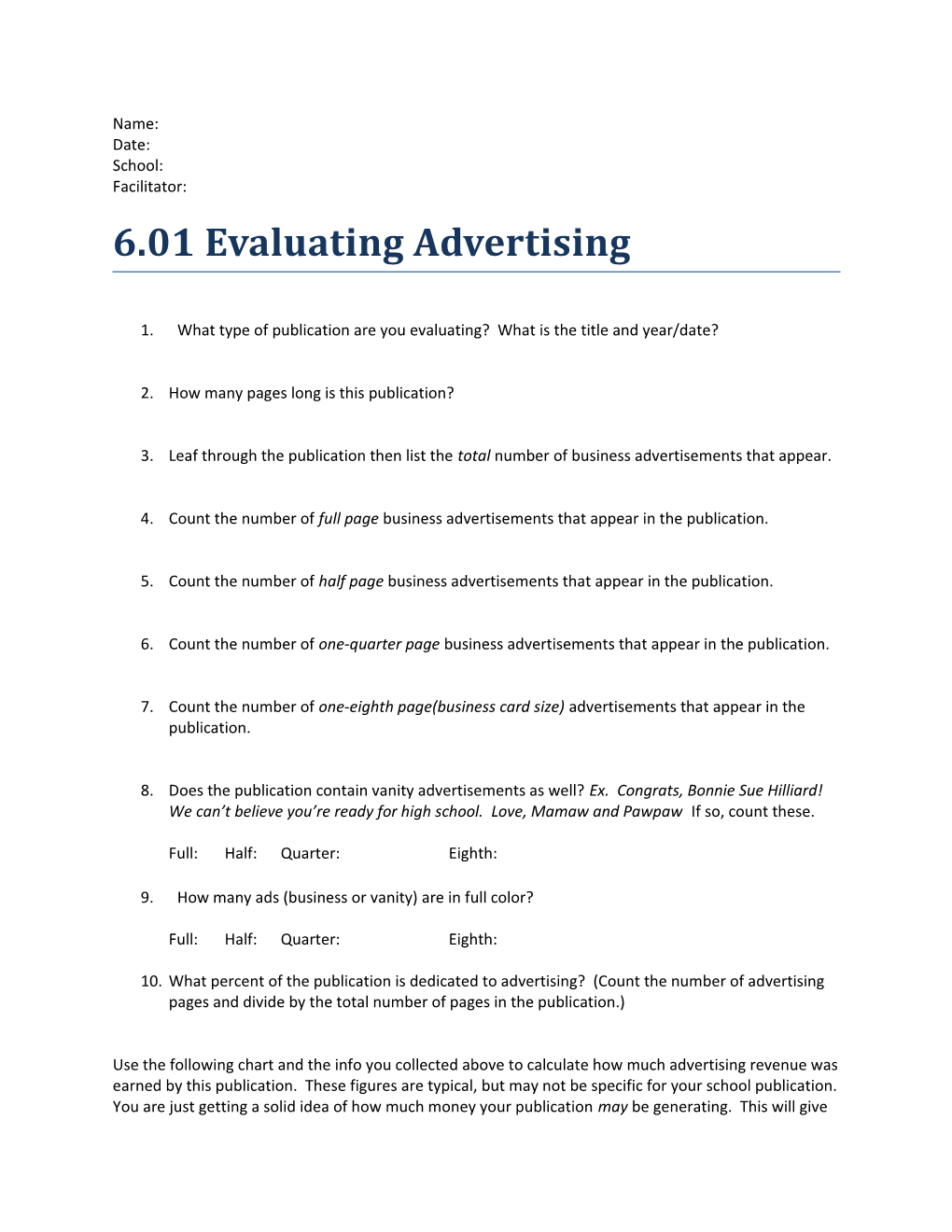 6.01 Evaluating Advertising