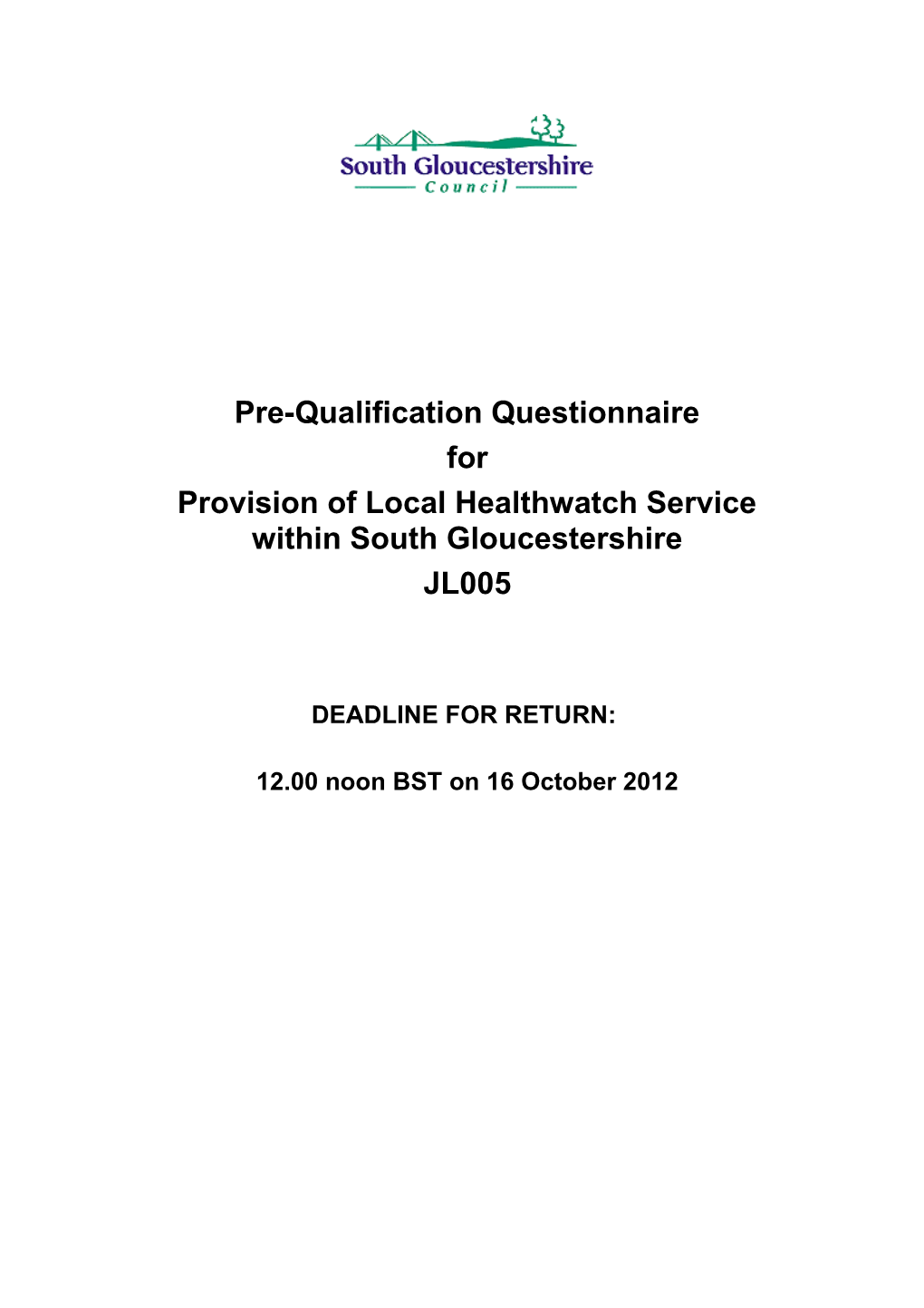 Prequalification Questionnaire (PQQ)