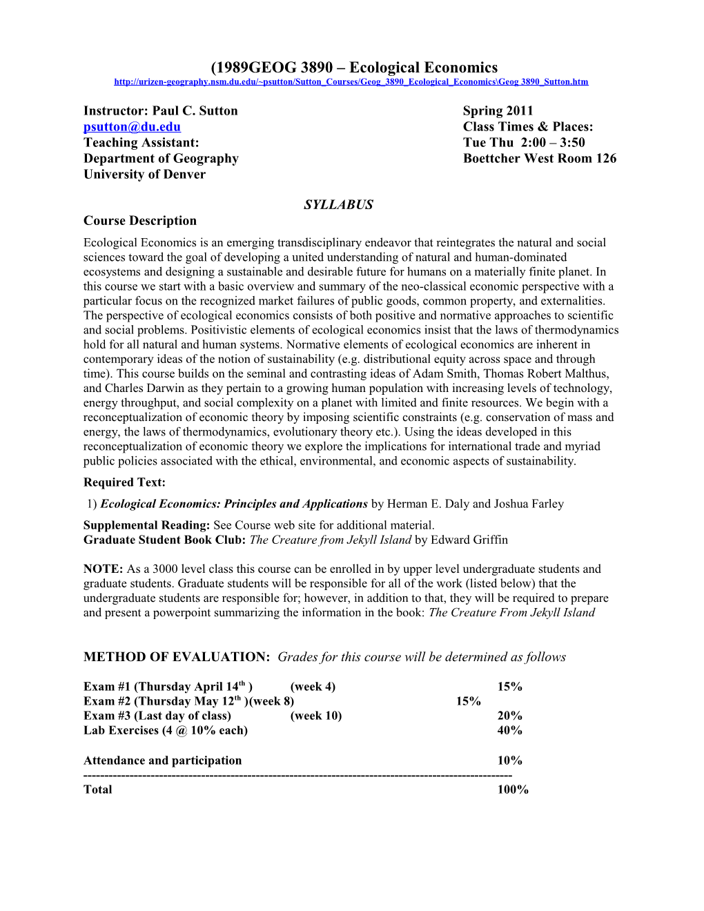 CORE 2401 the Human Population: Patterns, Proccesses & Problematics