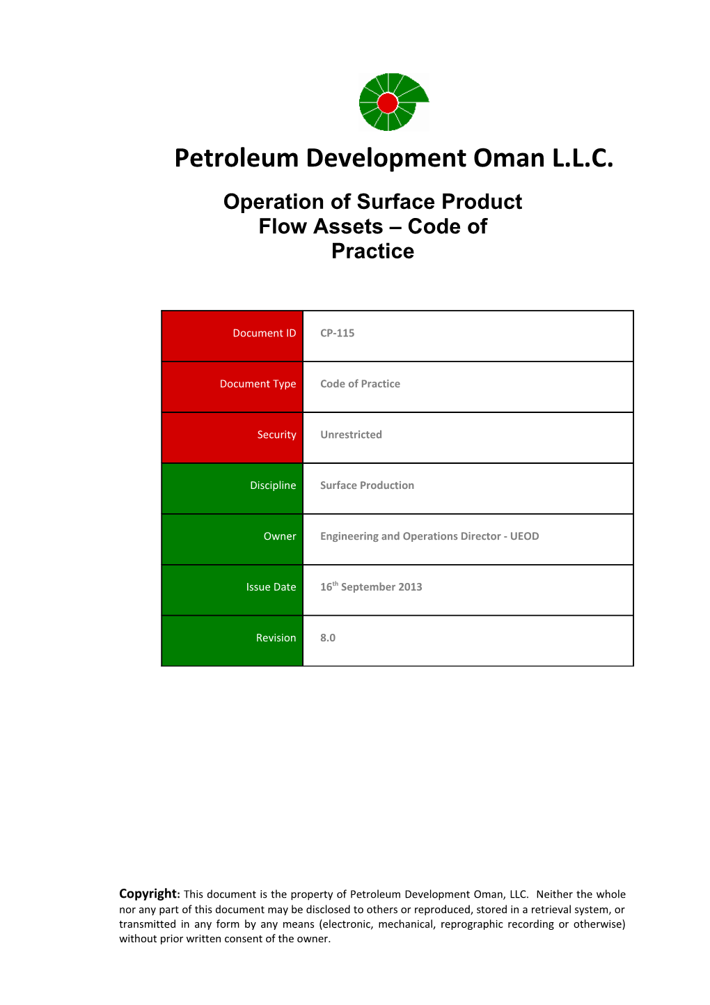 Operate Surface Product Flow Assets - Cop