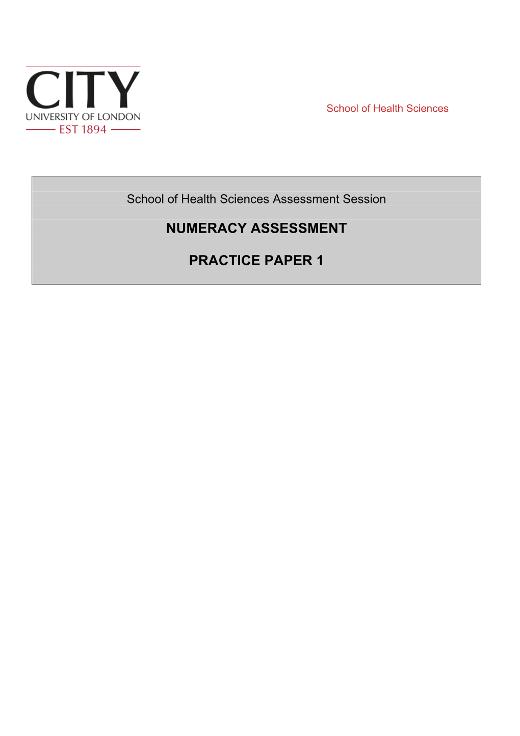 School of Health Sciences Assessment Session