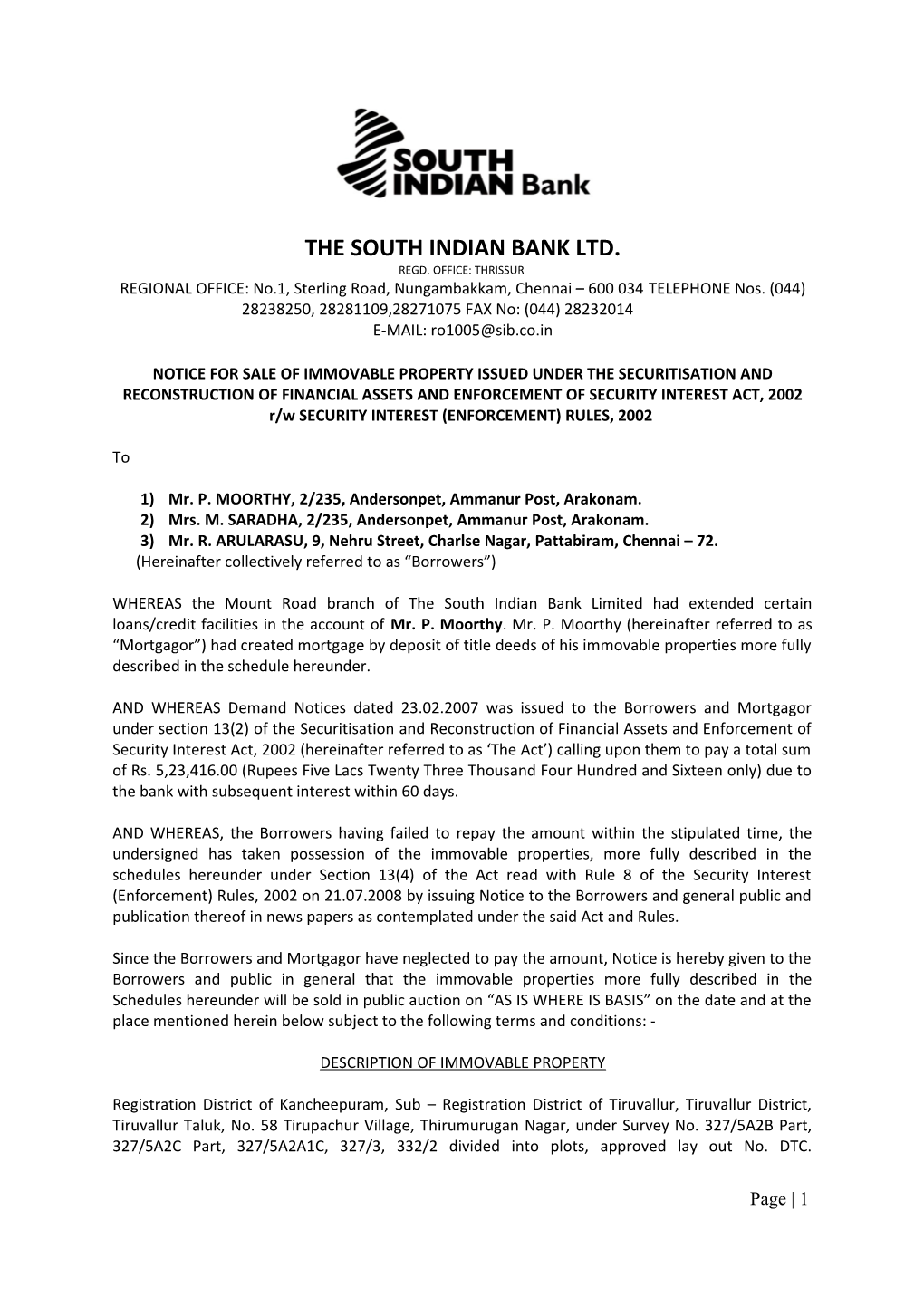 The South Indian Bank Ltd s1