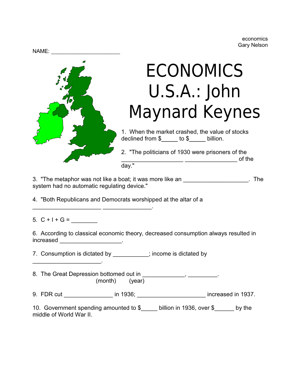 ECONOMICS U.S.A.: John Maynard Keynes