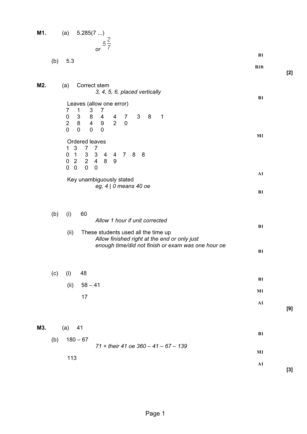 M2. (A) Correct Stem