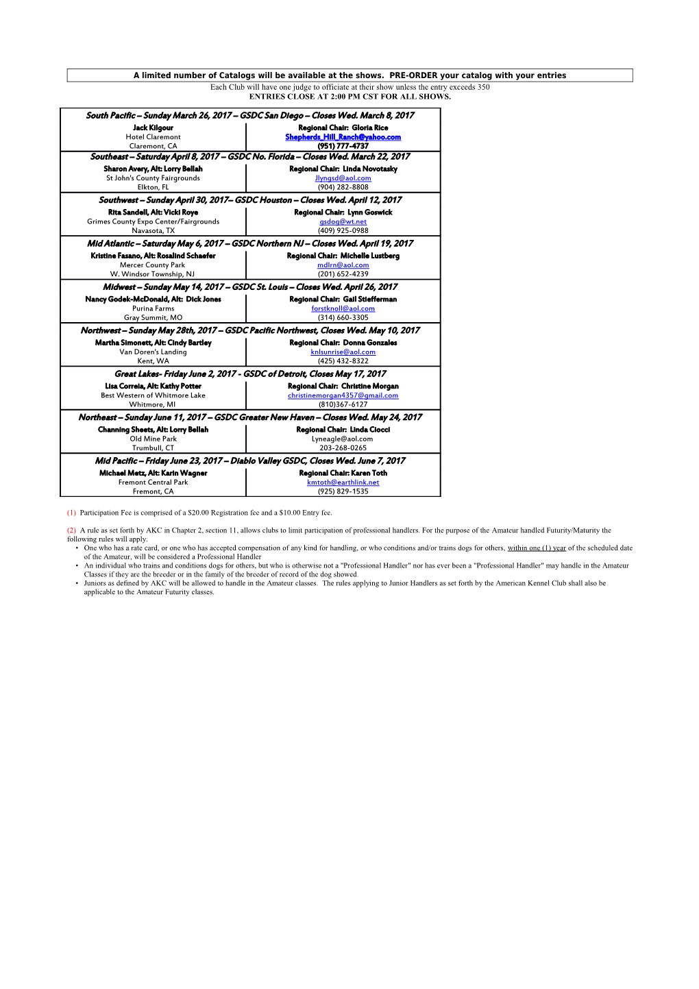 Futurity/Maturity Entry Form for All Regions