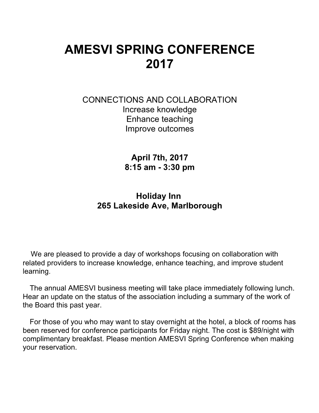 Amesvi Spring Conference