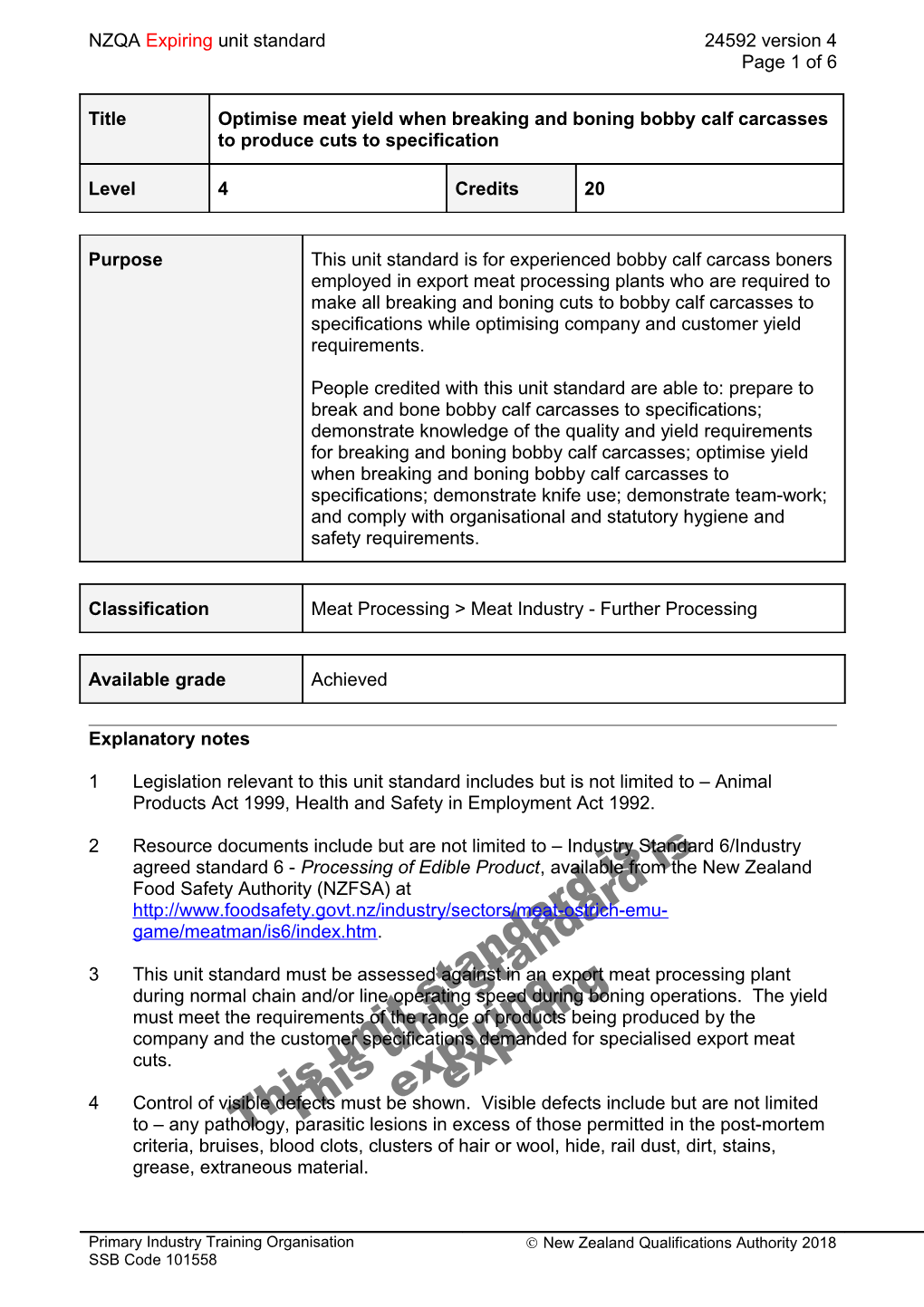 24592 Optimise Meat Yield When Breaking and Boning Bobby Calf Carcasses to Produce Cuts