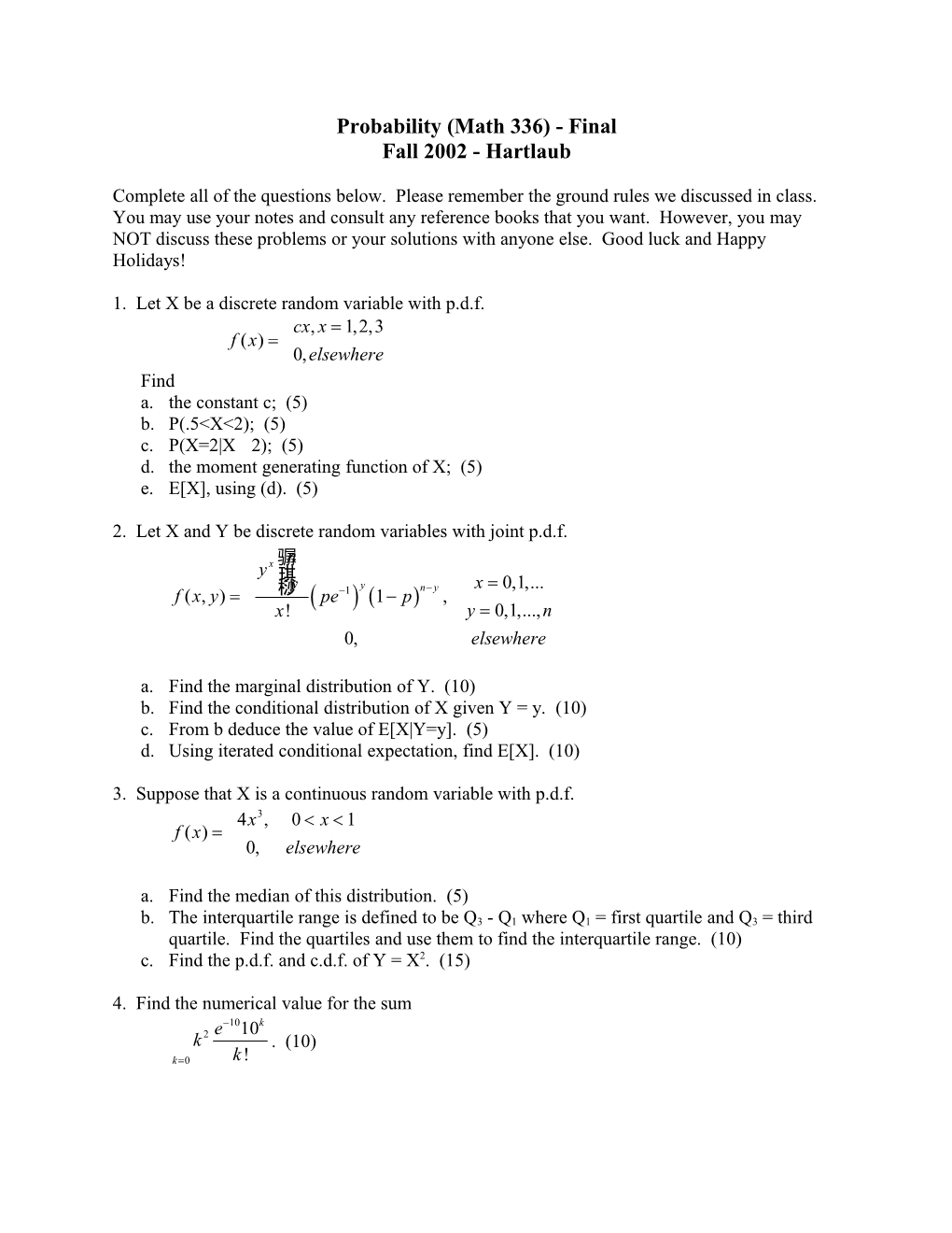 Probability (Math 336) - Exam #2