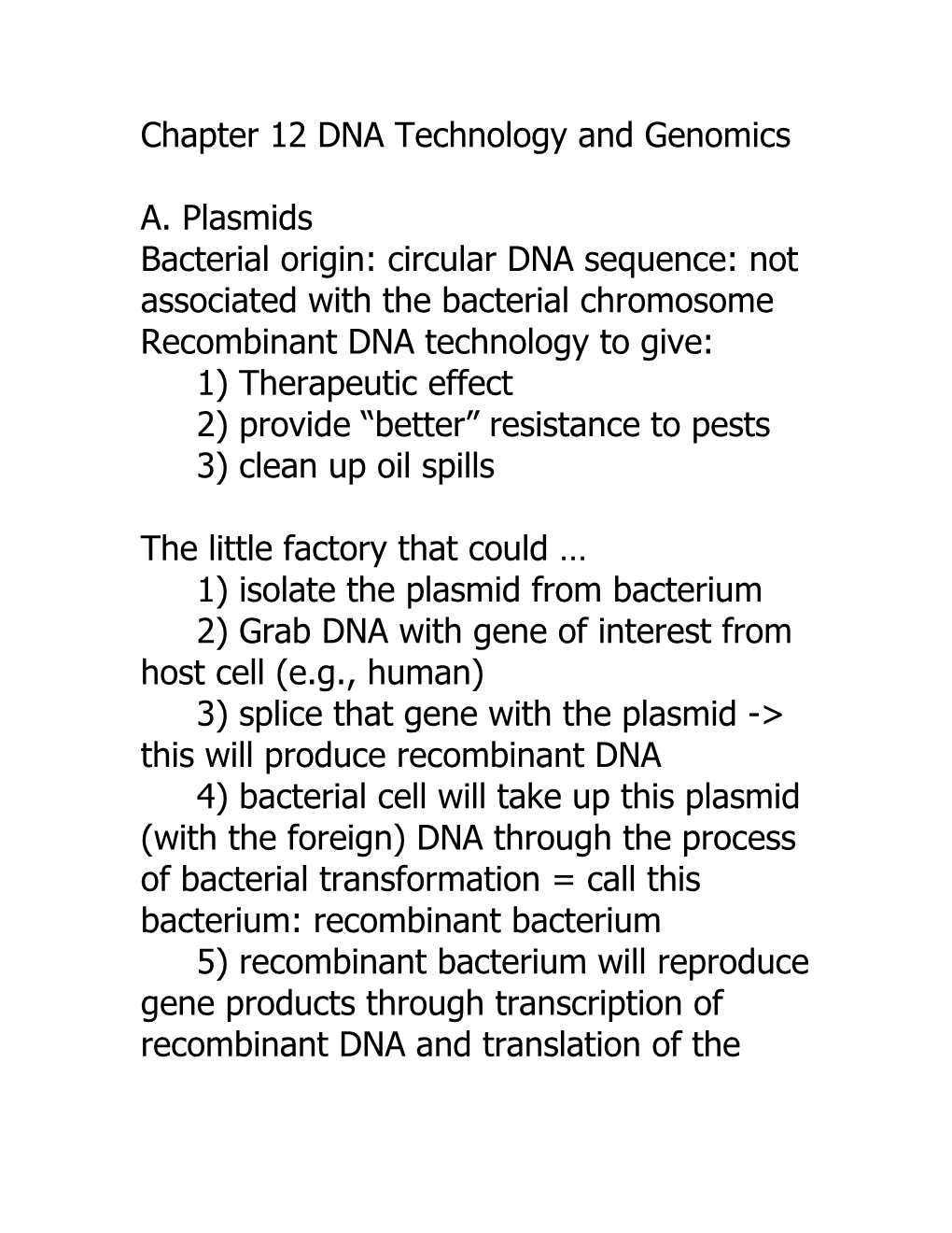 Chapter 12 DNA Technology and Genomics