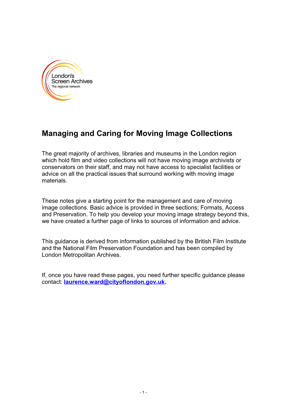 Managing and Caring for Moving Image Collections