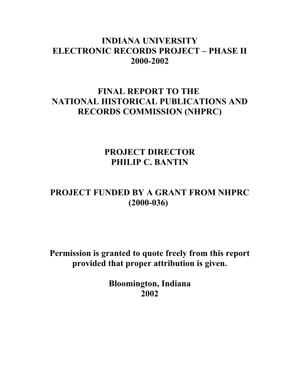 NHPRC Final Report