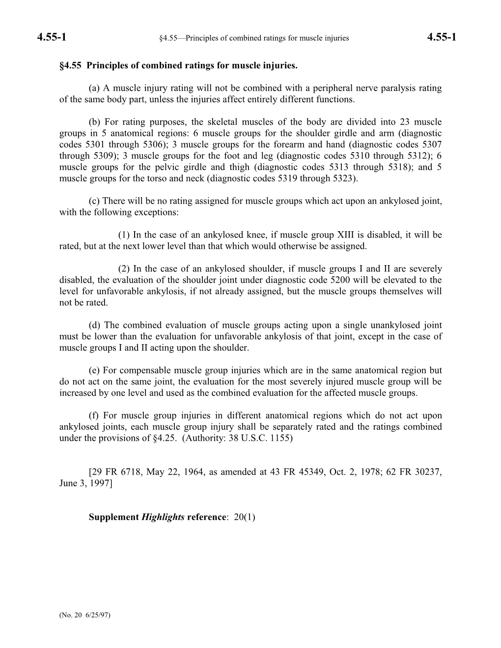 4.55 Principles of Combined Ratings for Muscle Injuries