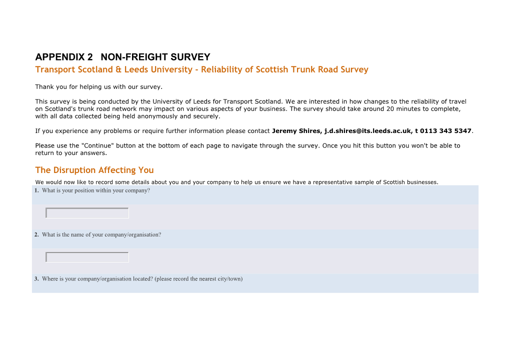 Appendix 2 Non-Freight Survey