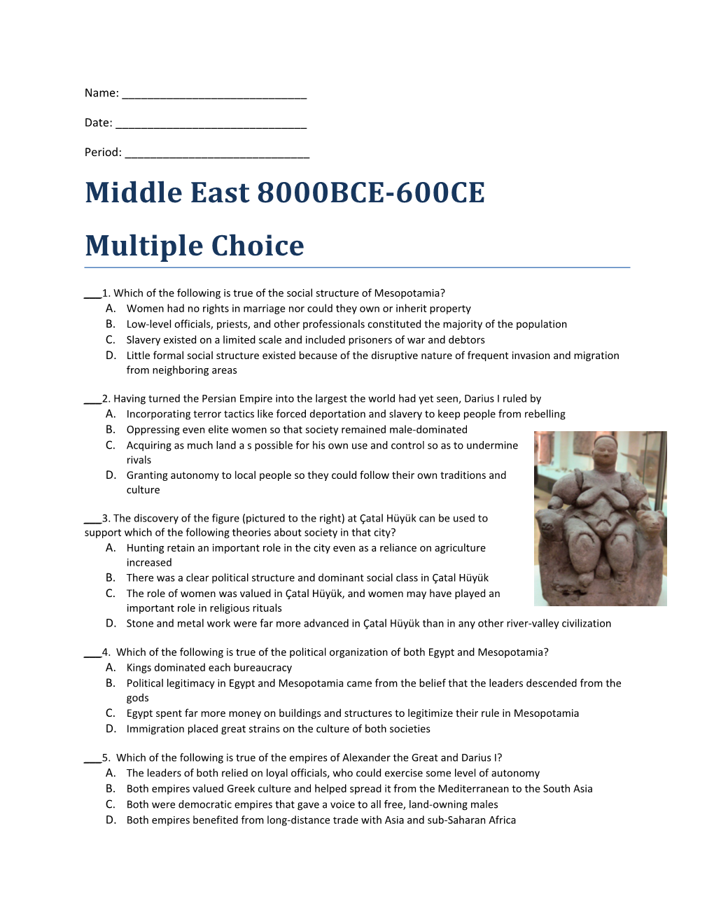 ___1. Which of the Following Is True of the Social Structure of Mesopotamia?