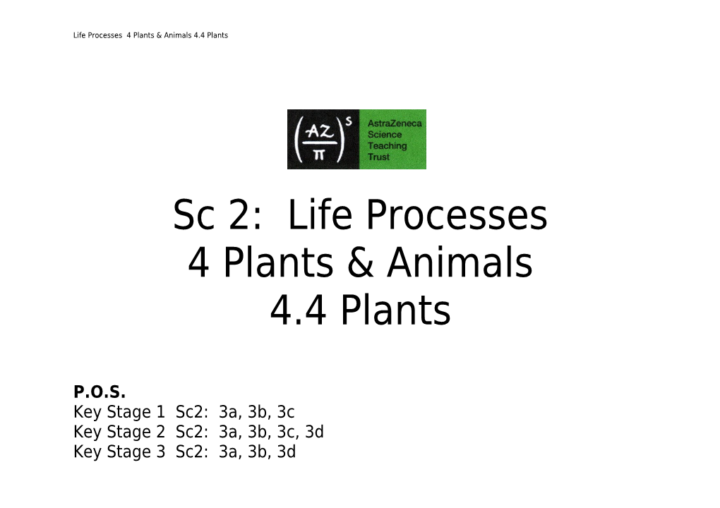 Life Processes 4 Plants & Animals 4.4 Plants