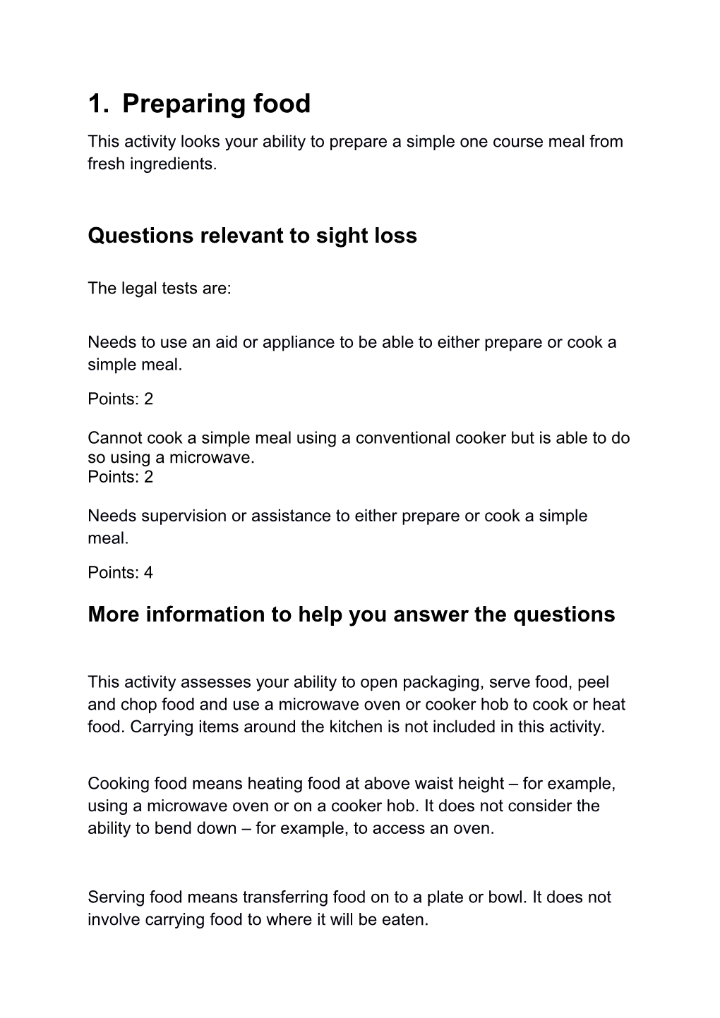 Questions Relevant to Sight Loss