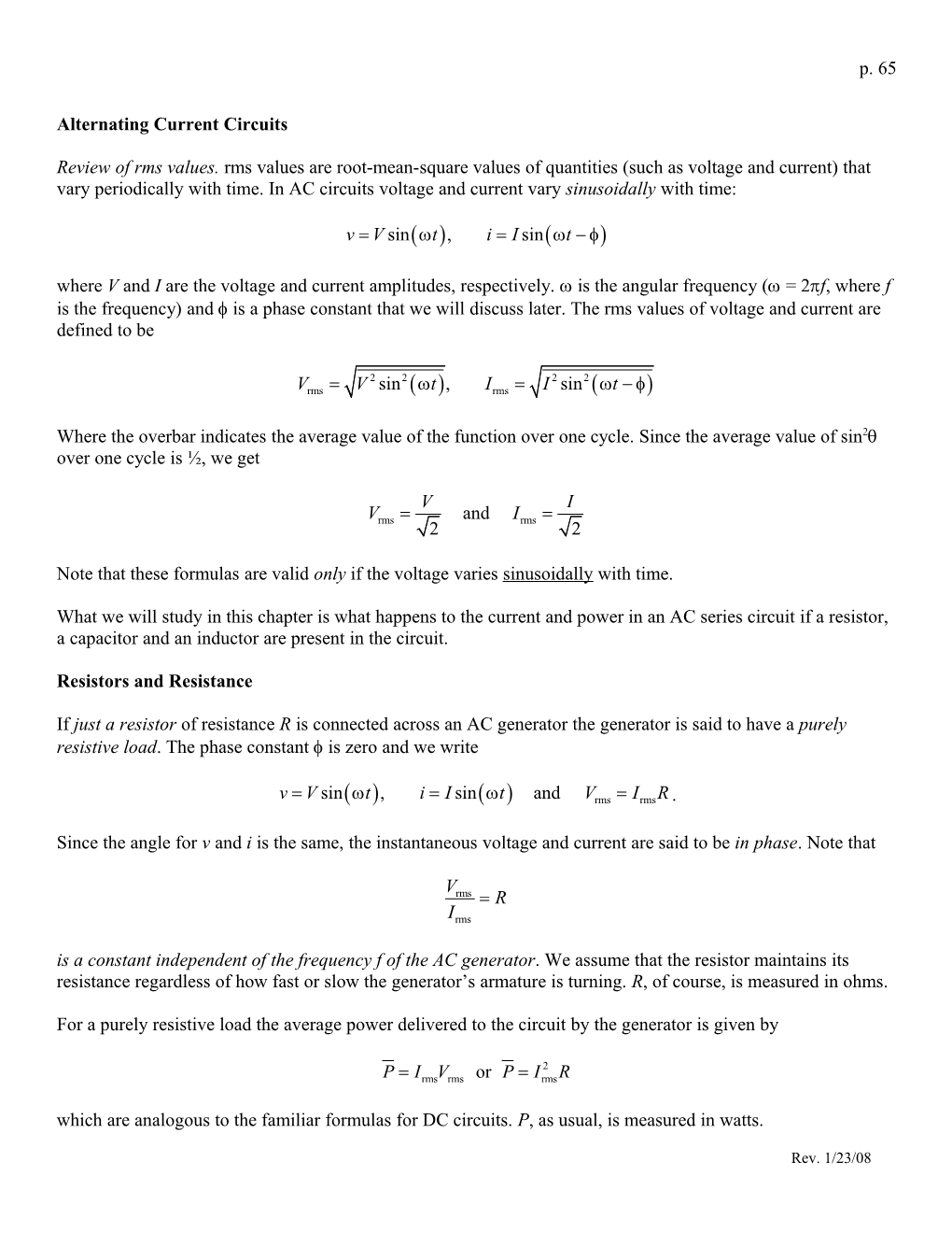 Alternating Current Circuits