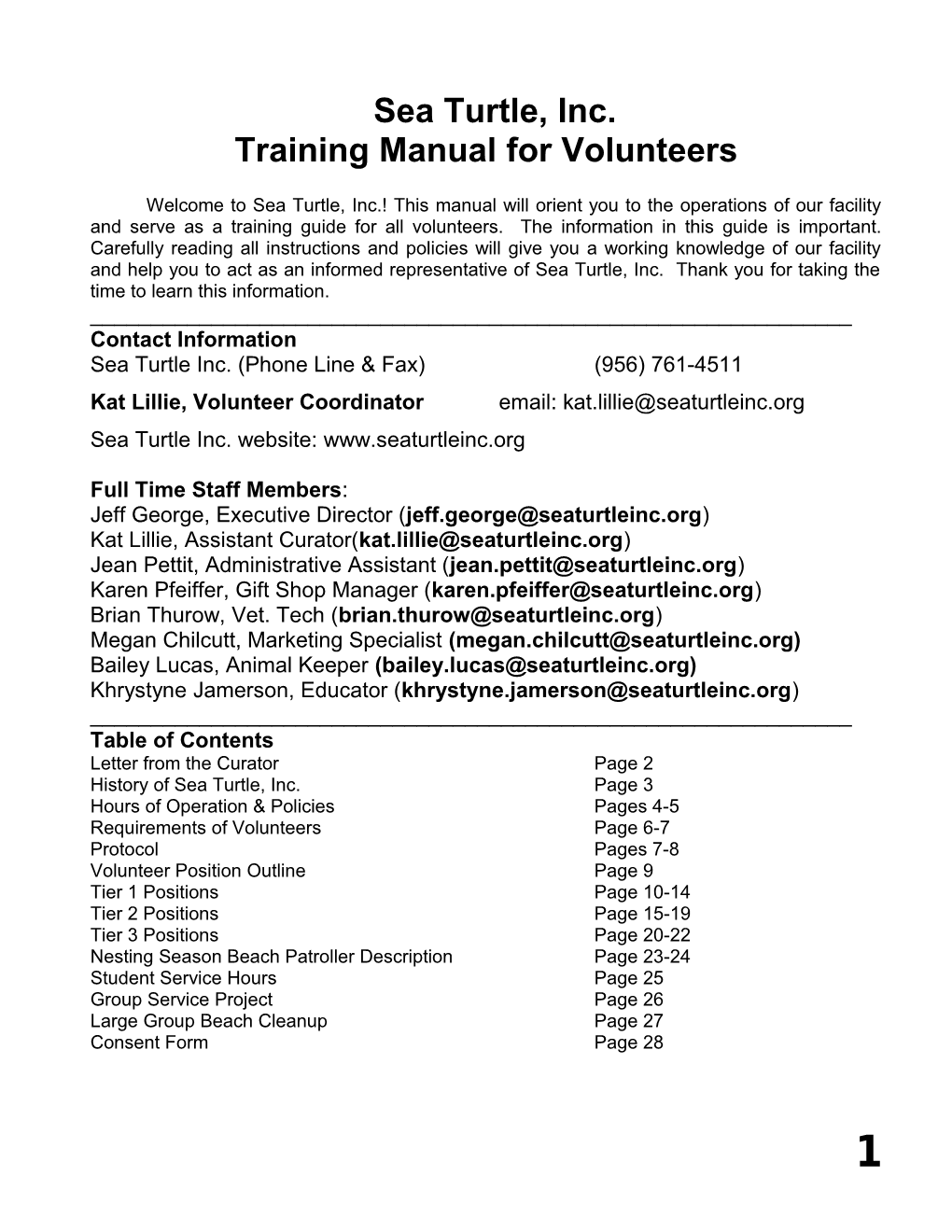 Training Manual for Volunteers