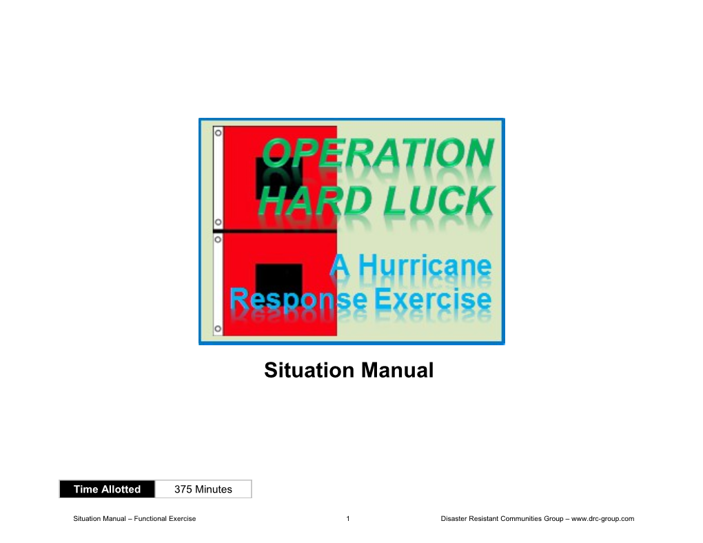 Situation Manual Functional Exercise 1 Disaster Resistant Communities Group