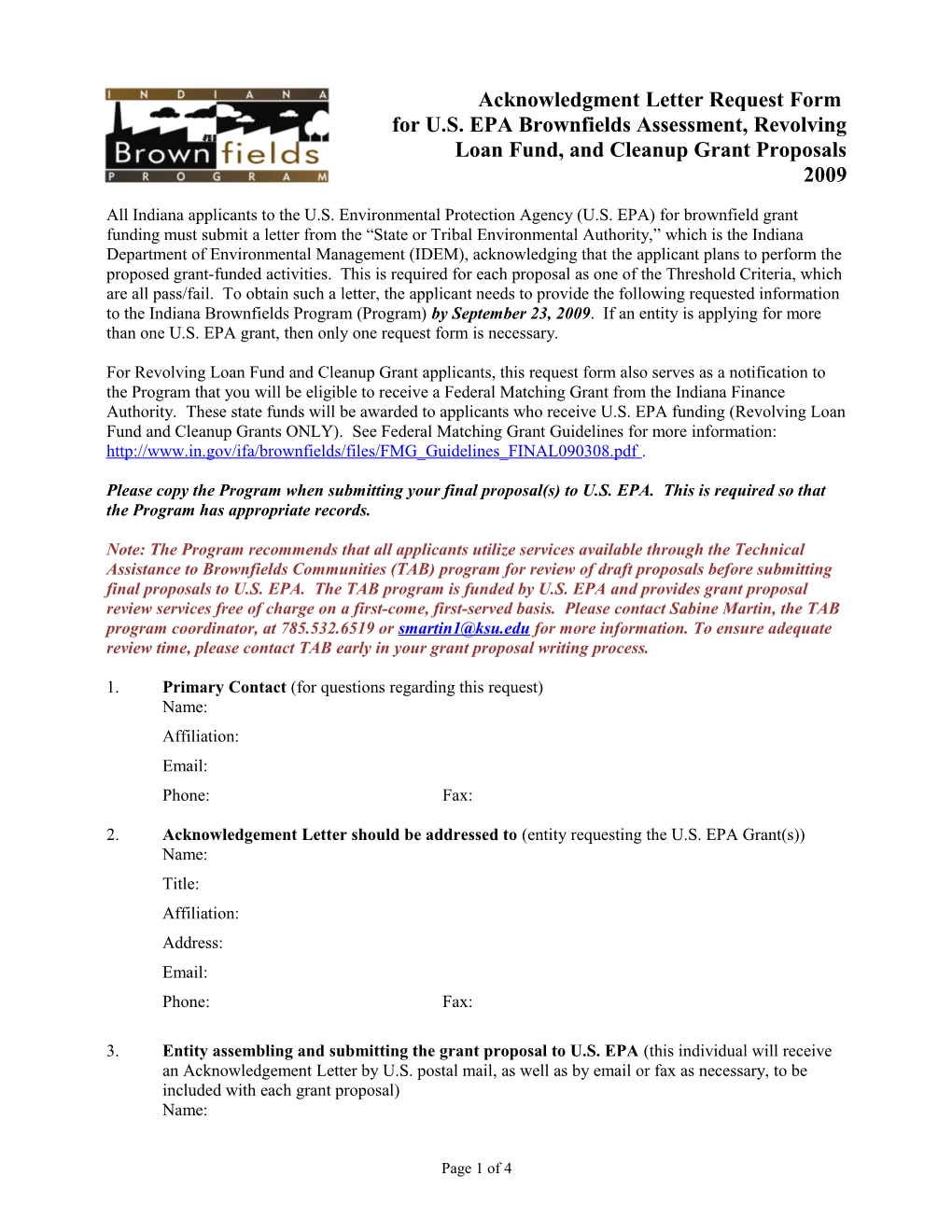 How to Obtain an IDEM Brownfields Program Letter of Support