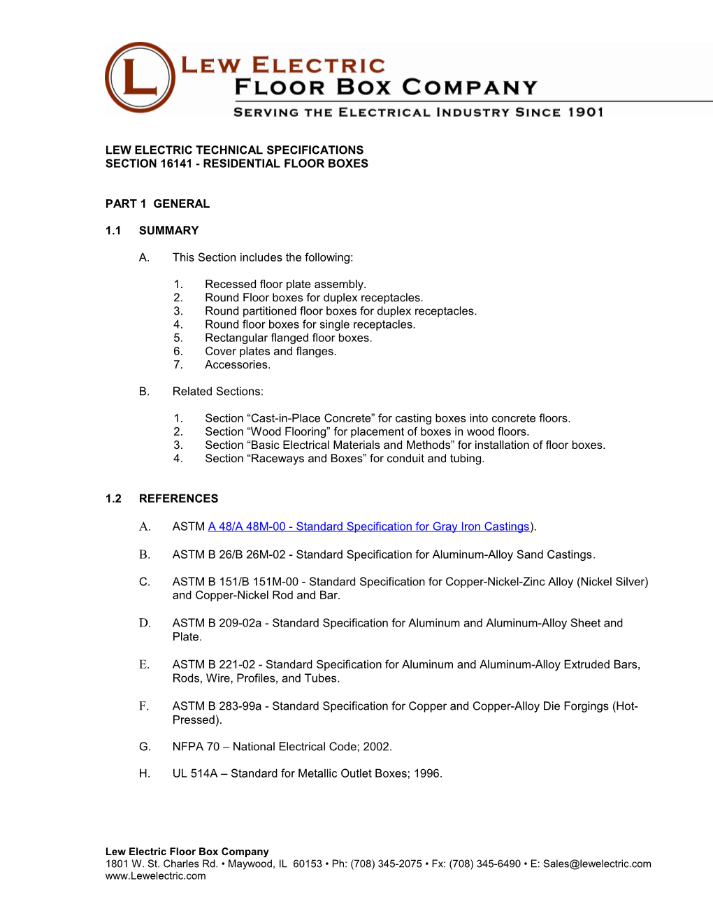 Lew Electric Technical Specifications