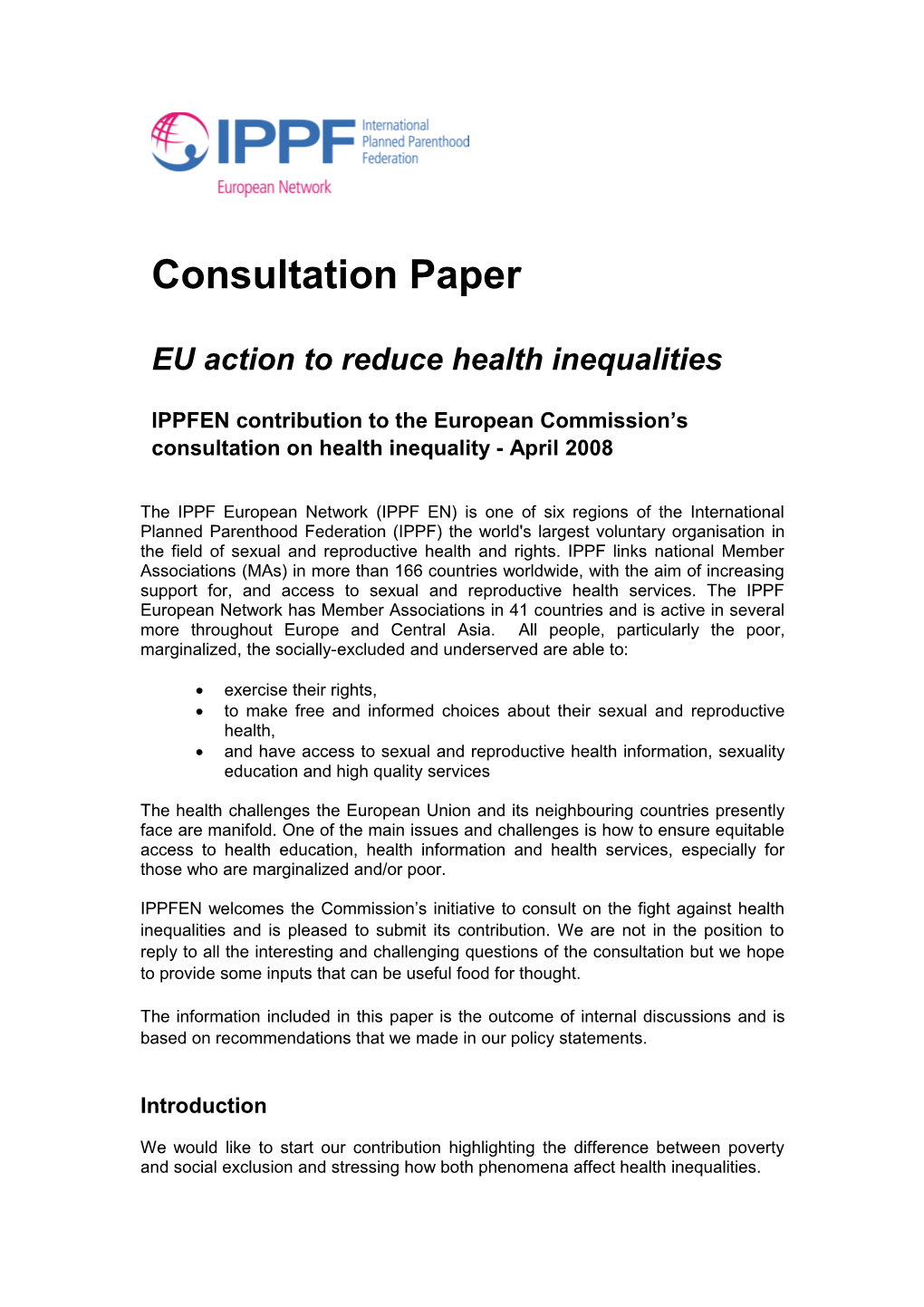EU Action to Reduce Health Inequalities