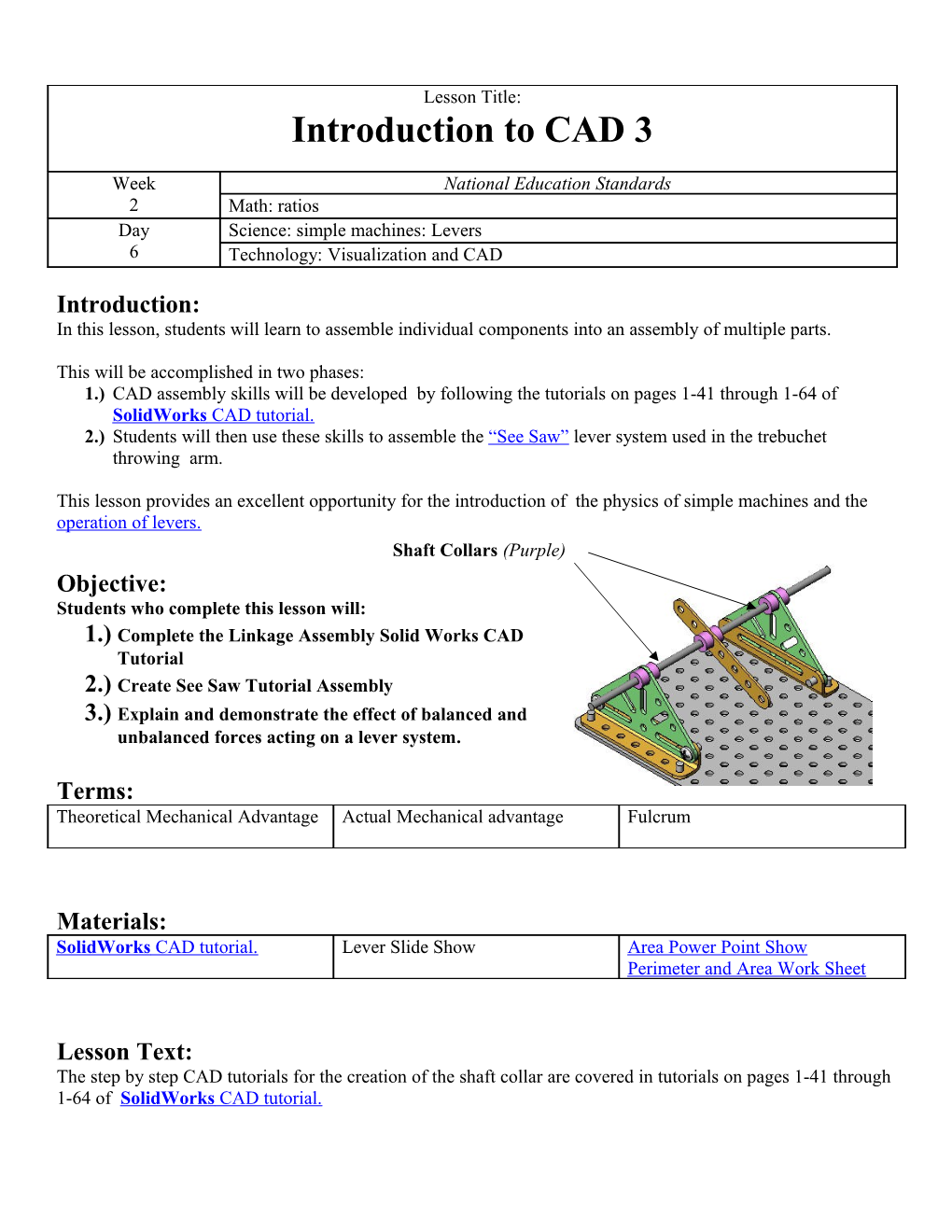 Lesson Title: Introduction to CAD 3