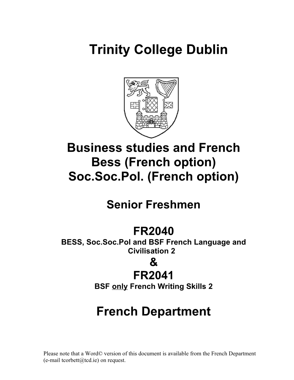 Business Studies and French