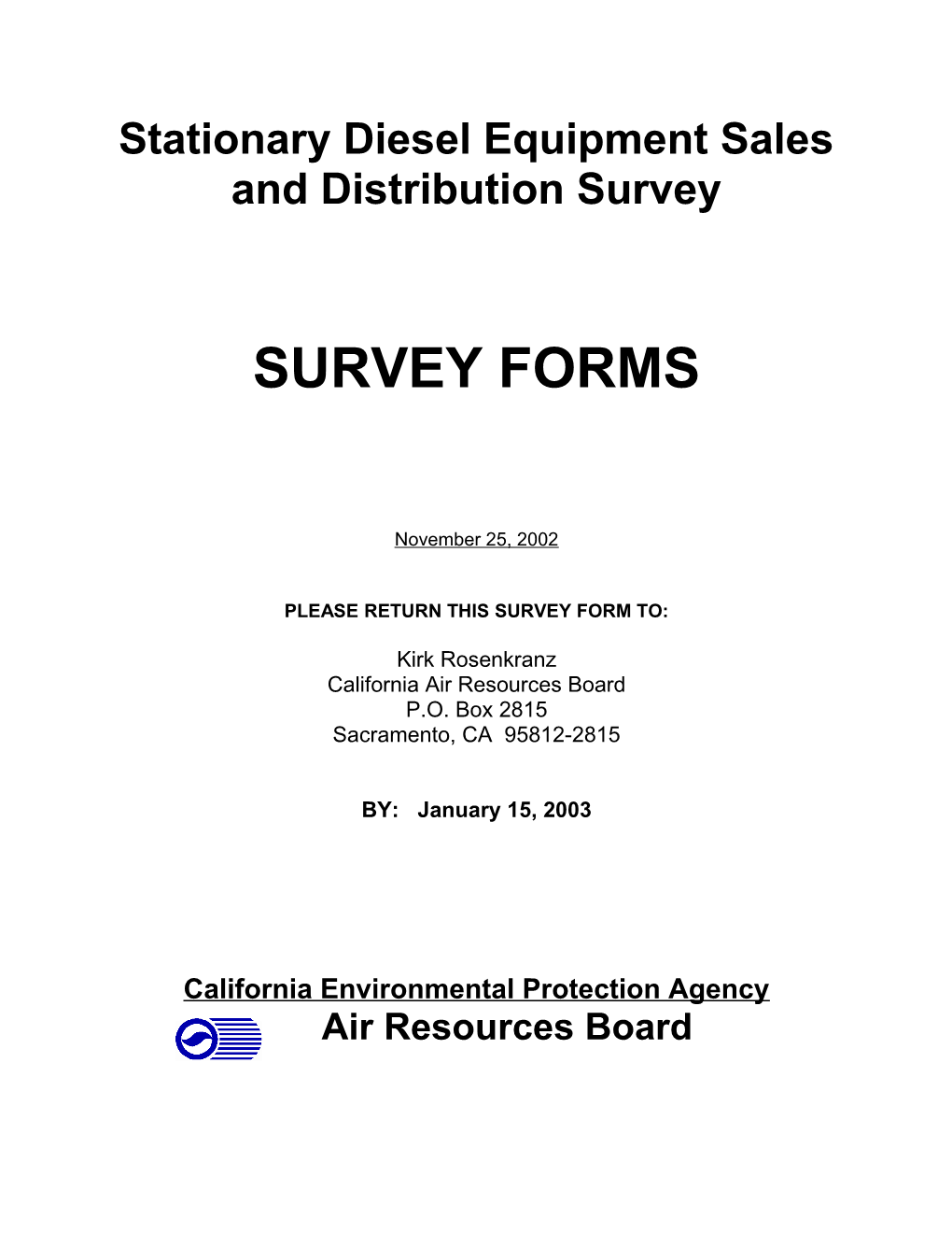 Stationary Diesel Equipment Sales and Distribution Survey