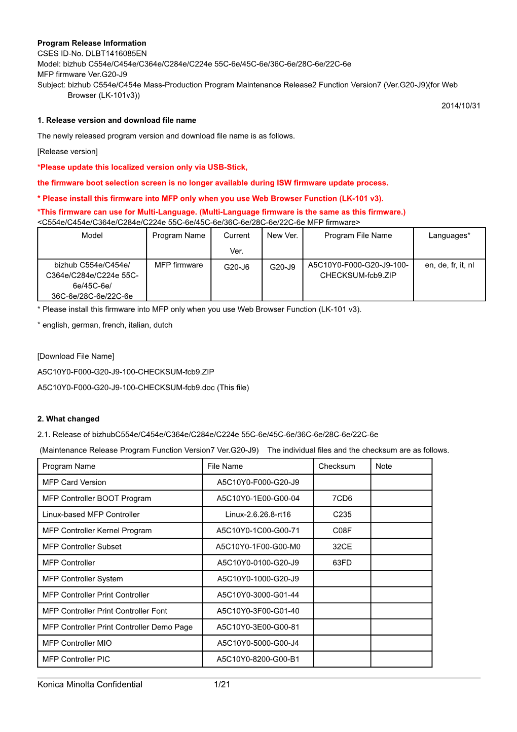 Program Release Information s1