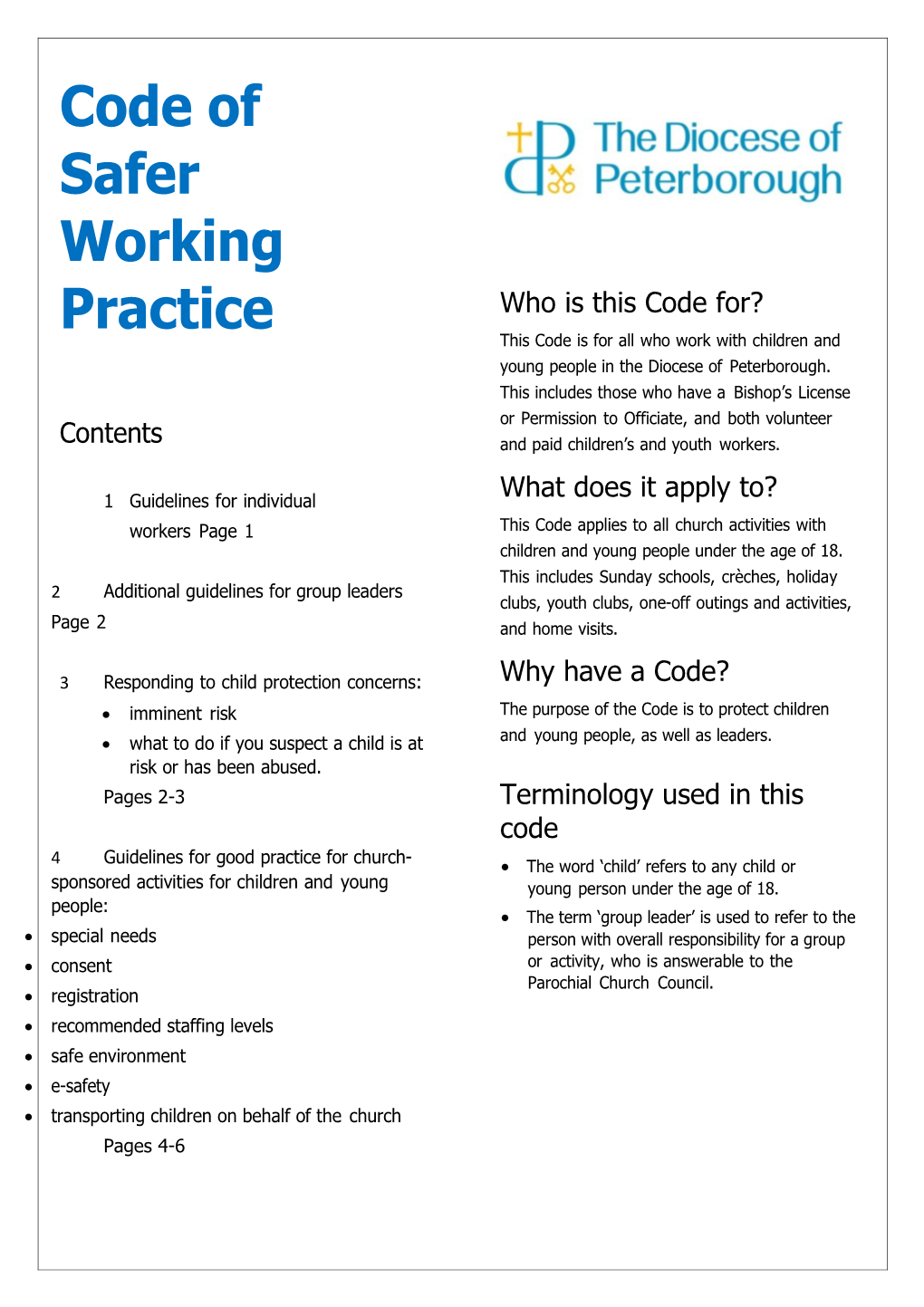 Code of Safer Working Practice