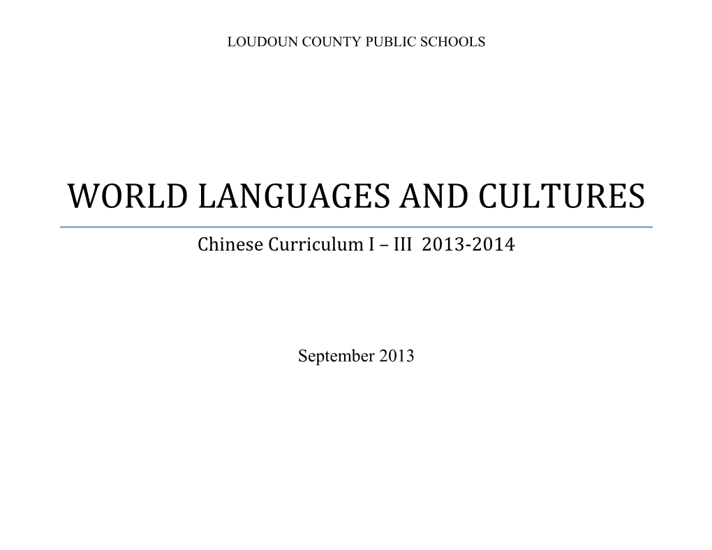 Chinese Curriculum I III SY 2013 2014