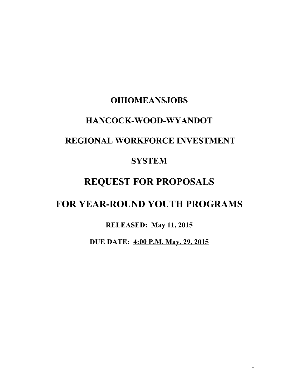 PY 2004 Workforce Alliance Year-Round Youth Programs RFP