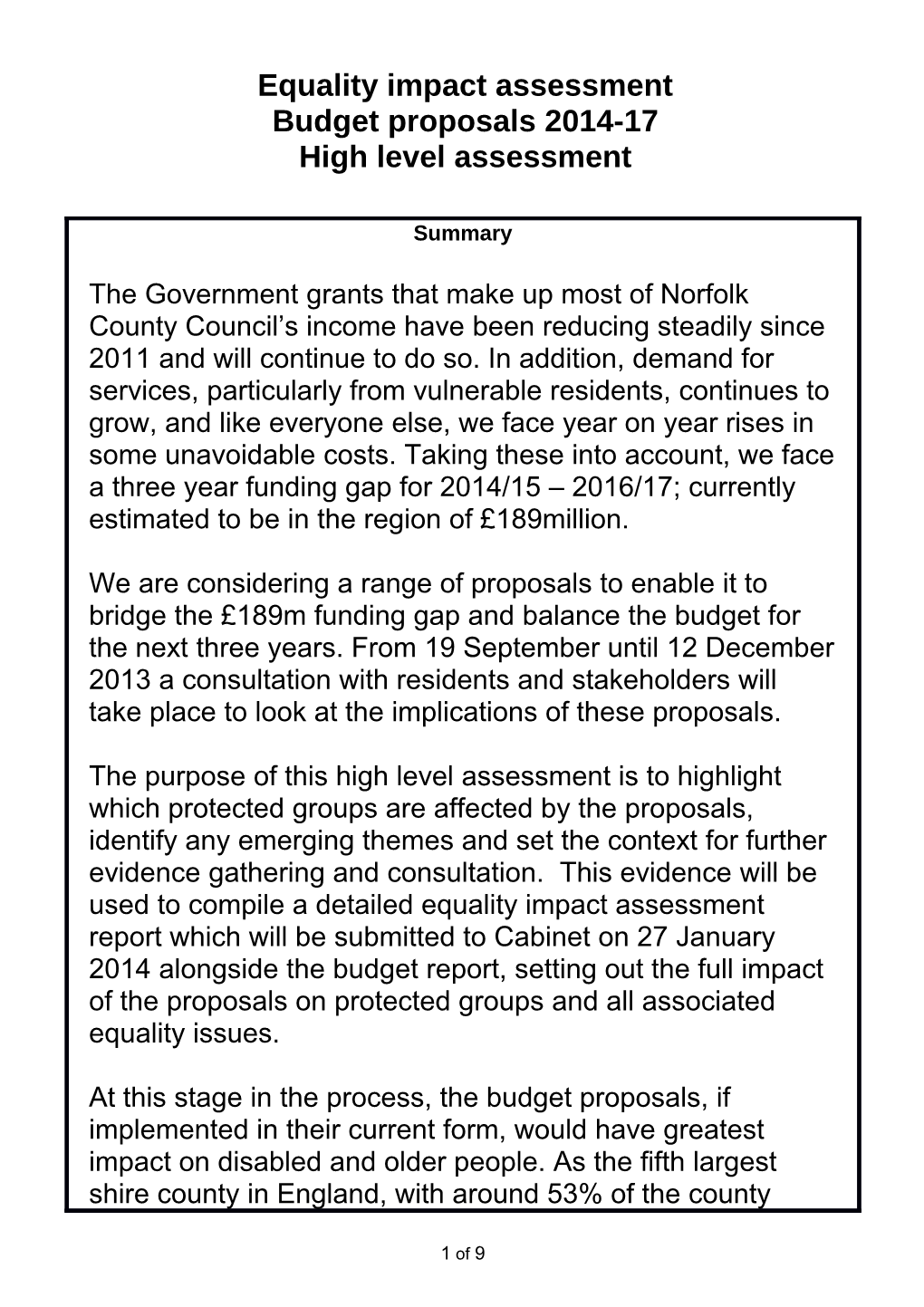 Equality Impact Assessment s7