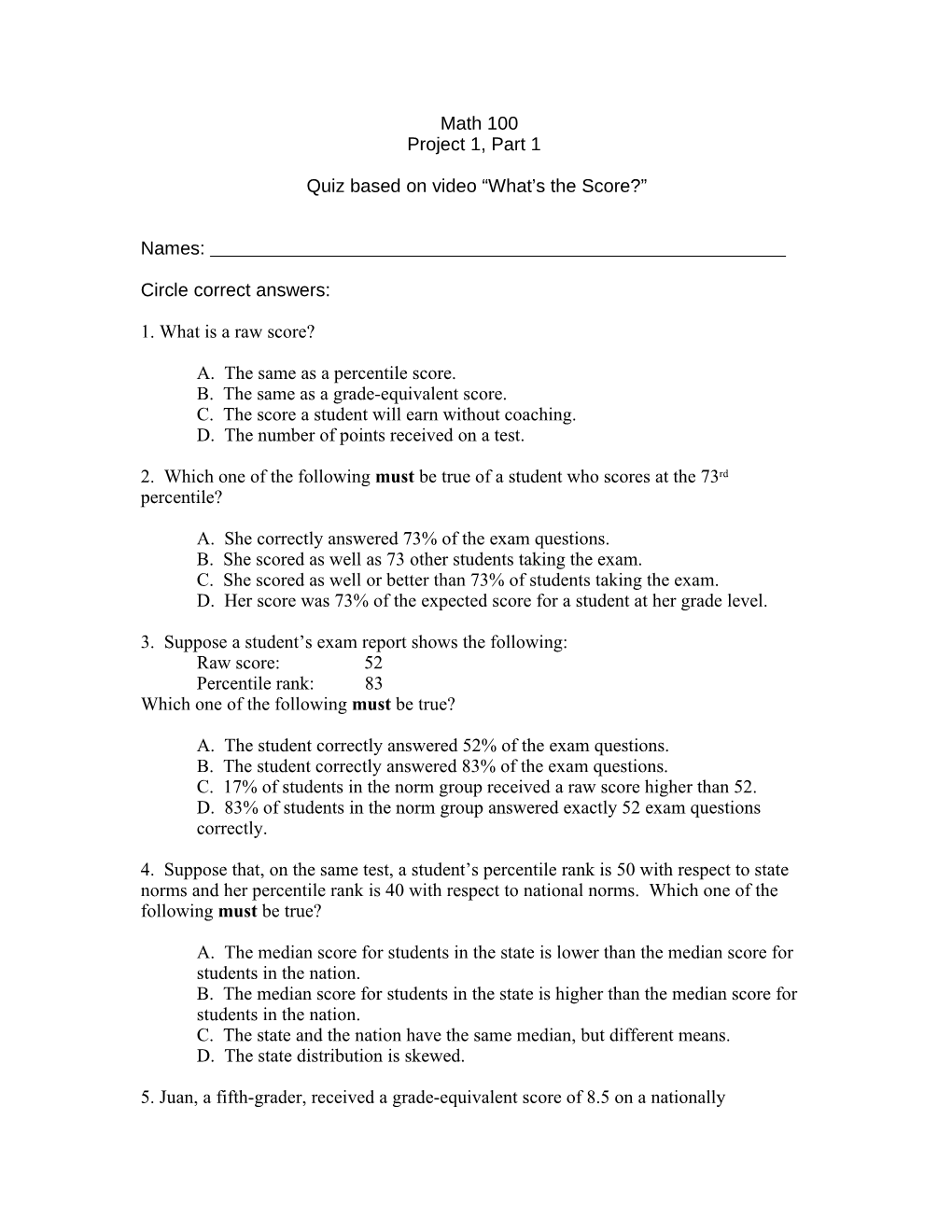 Assessment Literacy Quiz Based on What S the Score