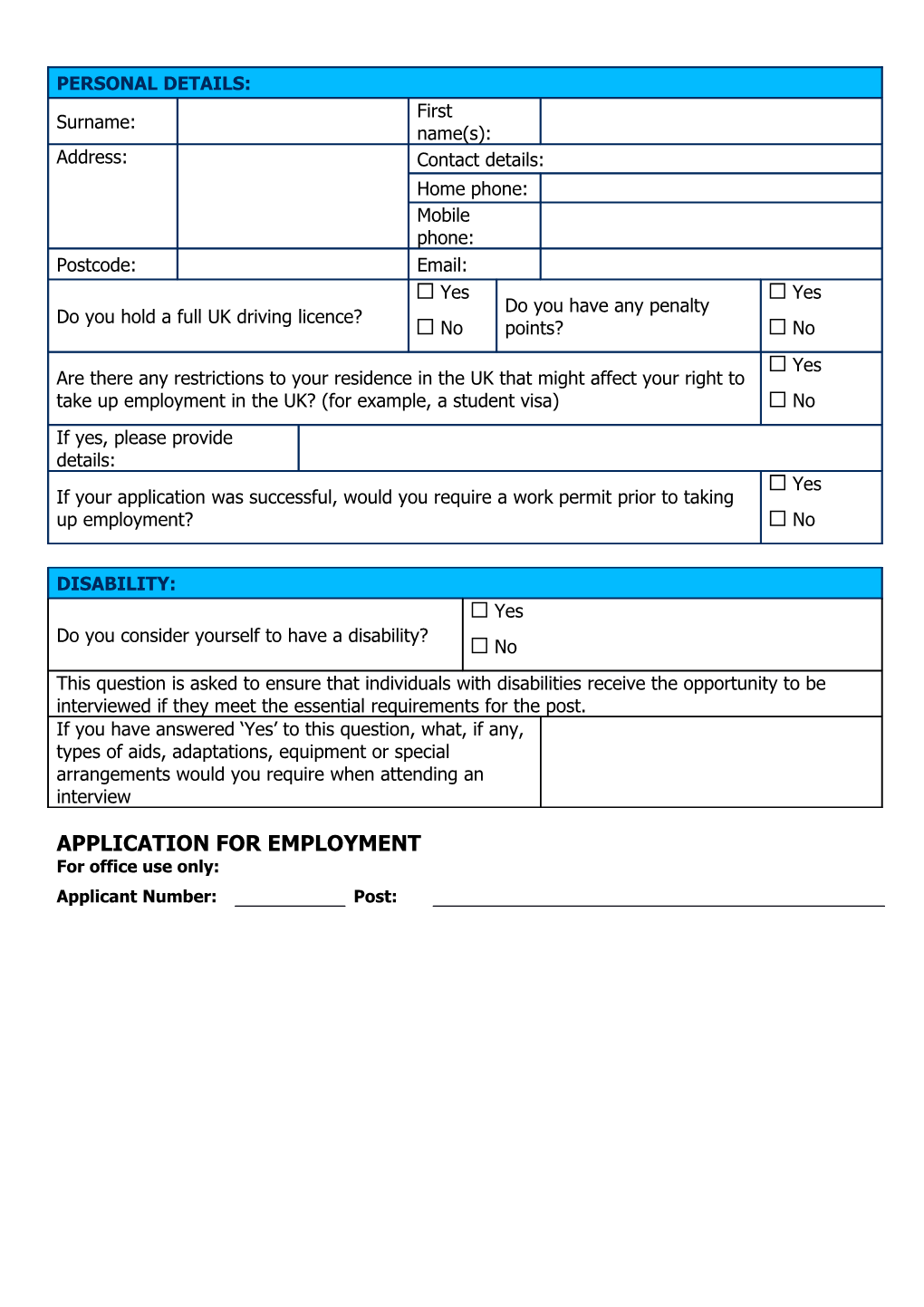 Application Form for the Post Of s4
