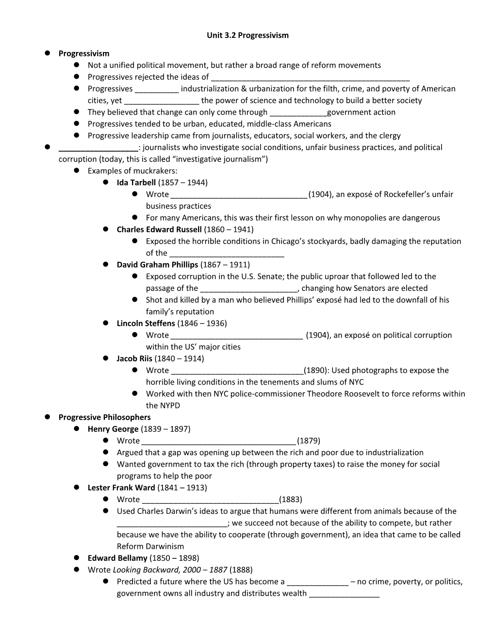 Unit 3.2 Progressivism