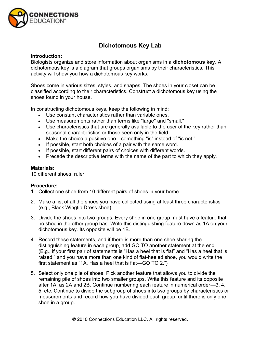 Dichotomous Key Lab