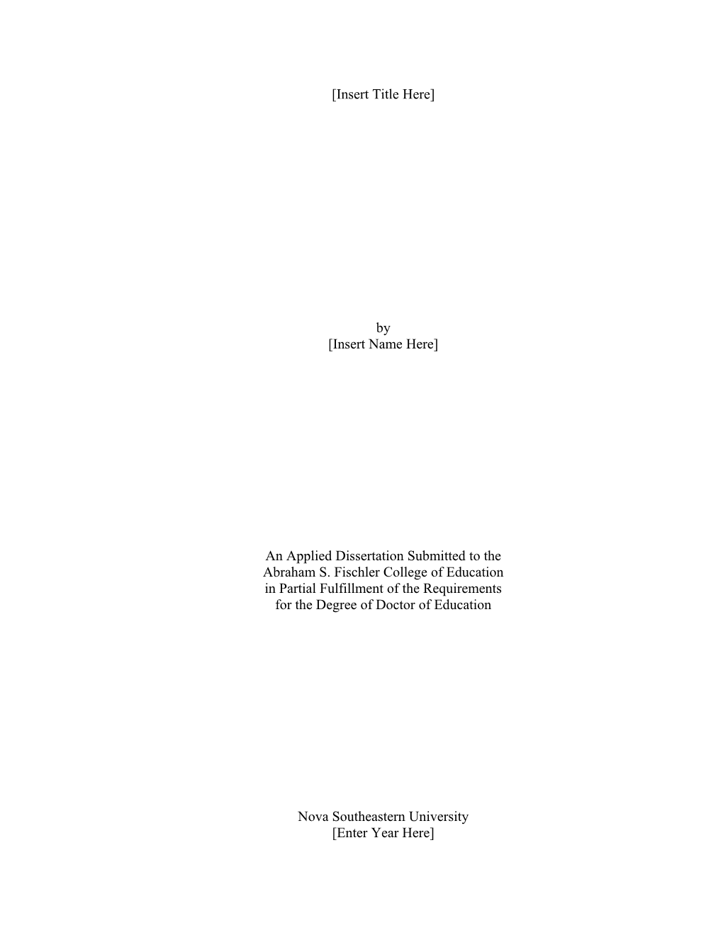 An Applied Dissertation Submitted to The