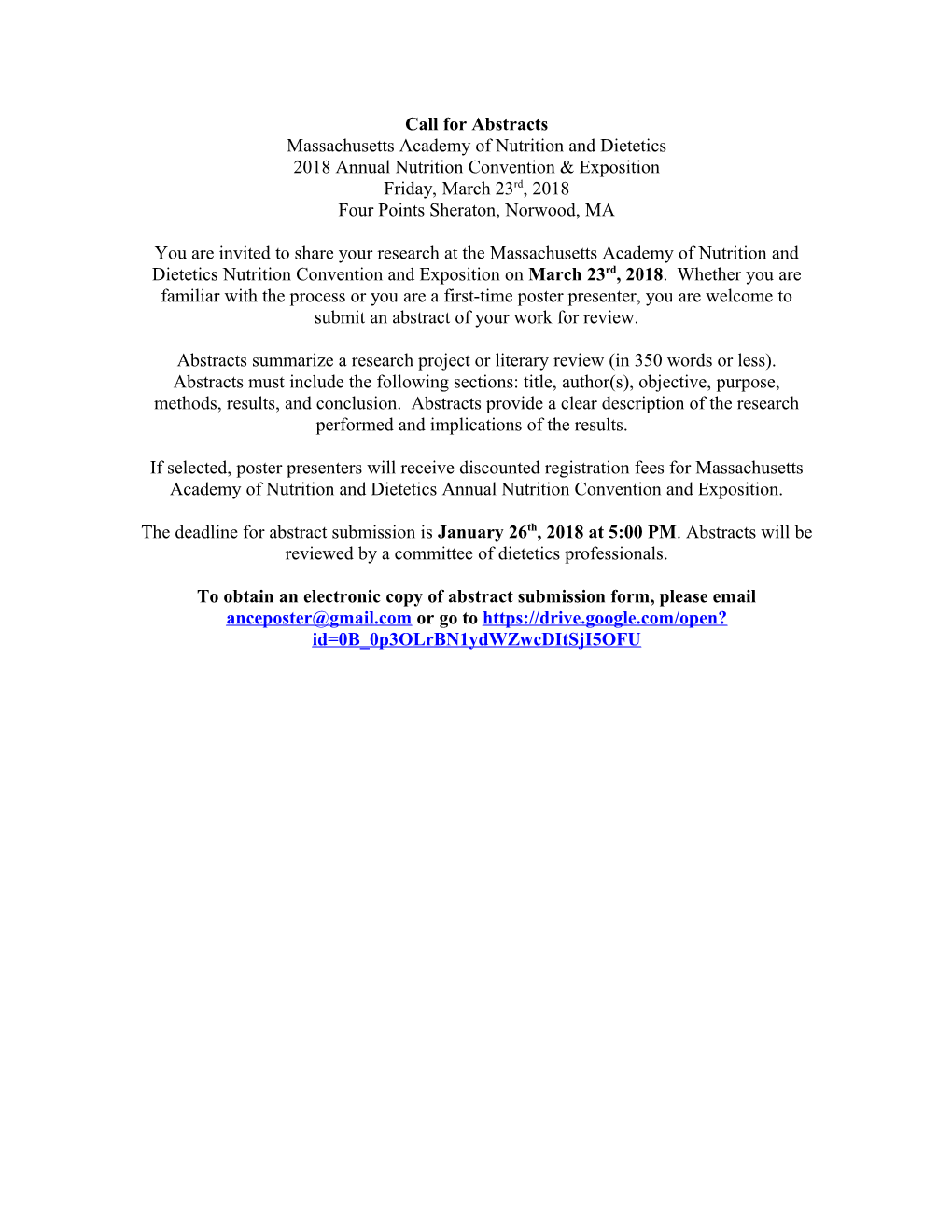 Call for Abstracts s1