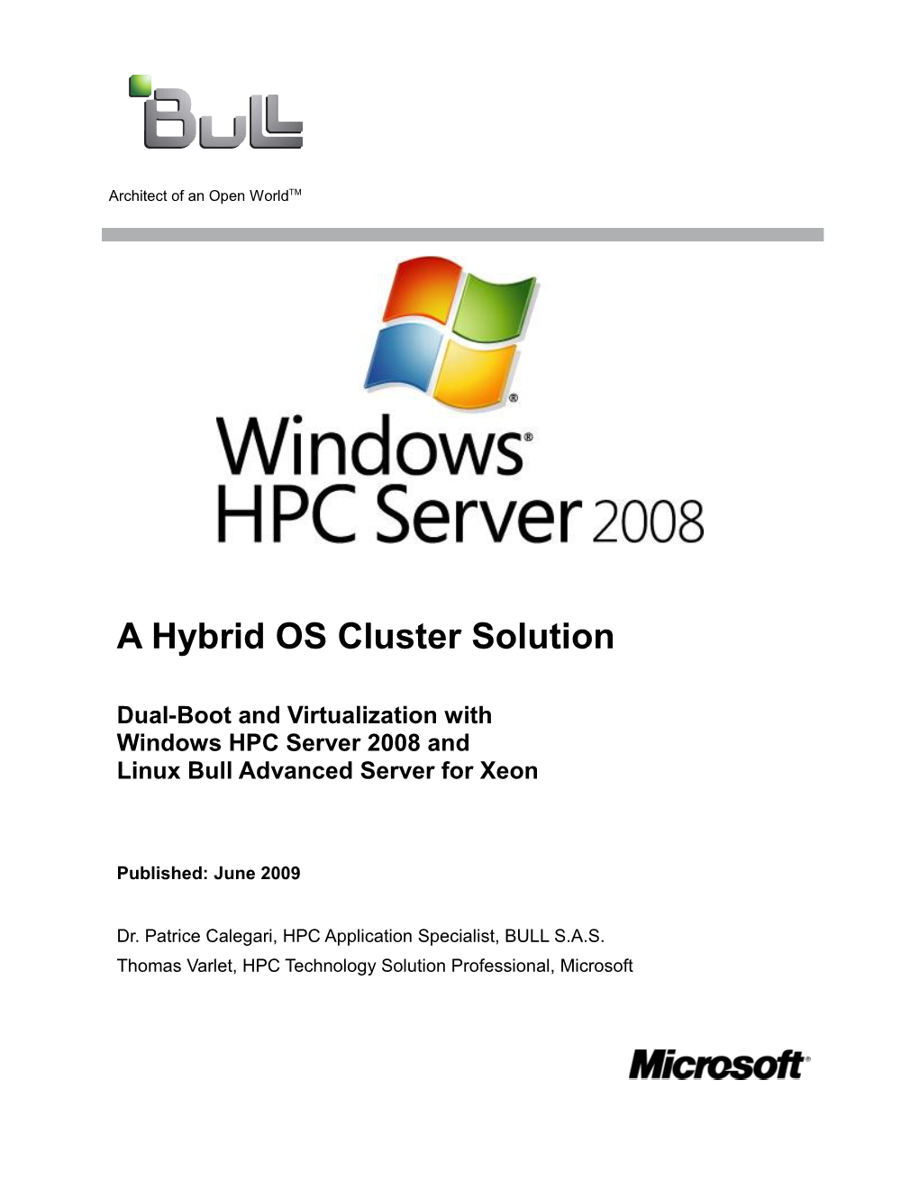 A Hybrid OS Cluster Solution: Dual-Boot And Virtualization With Windows HPC Server 2008 And Linux Bull Advanced Server For Xeon