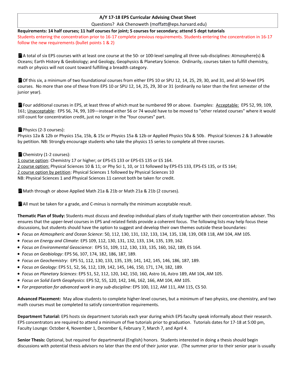 A/Y 17-18 EPS Curricular Advising Cheat Sheet